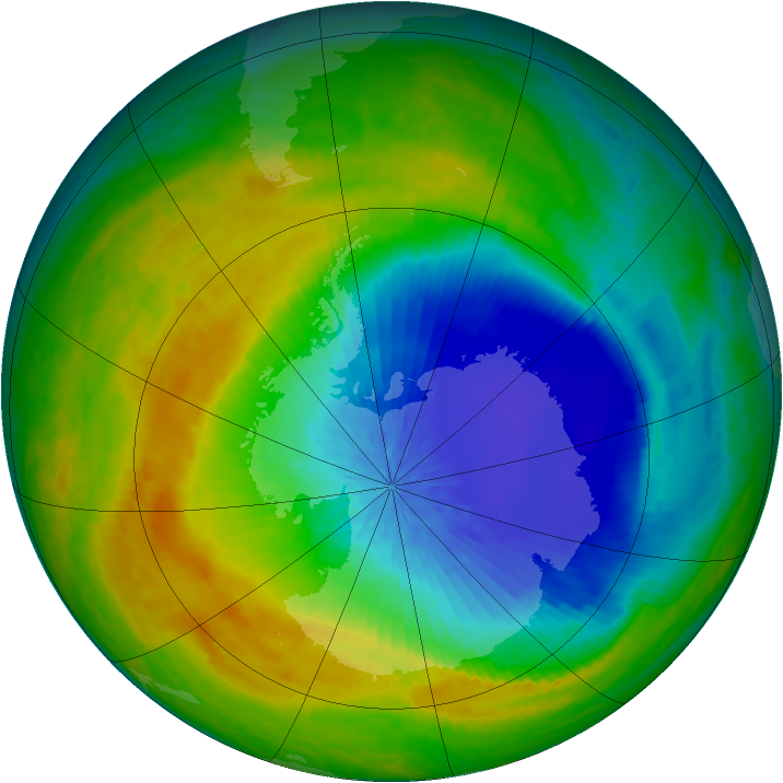 Antarctic ozone map for 20 October 2004